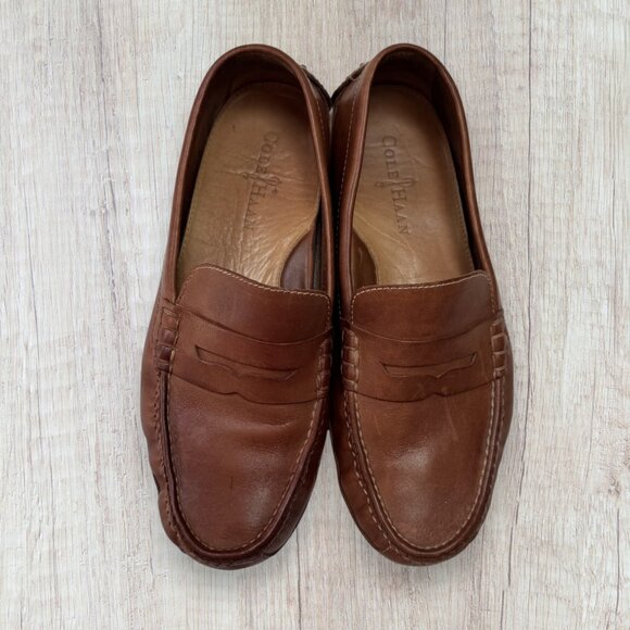 Cole Haan Brown Leather Penny Loafers Driving Moccasins Men’s 8.5 - Picture 2 of 8